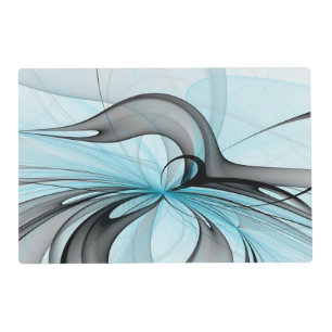 Abstract Anthracite Gray Blue Modern Fractal Art Placemat