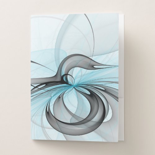 Abstract Anthracite Gray Blue Modern Fractal Art Pocket Folder