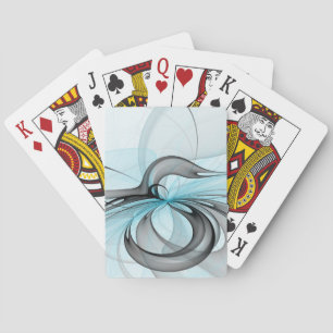Abstract Anthracite Gray Blue Modern Fractal Art Poker Cards
