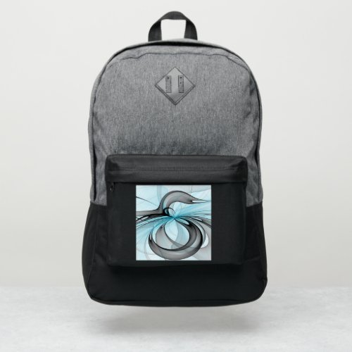 Abstract Anthracite Gray Blue Modern Fractal Art Port Authority Backpack