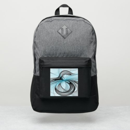 Abstract Anthracite Gray Blue Modern Fractal Art Port Authority® Backpack