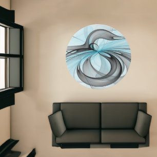 Abstract Anthracite Gray Blue Modern Fractal Art Rug