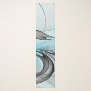 Abstract Anthracite Gray Blue Modern Fractal Art Scarf