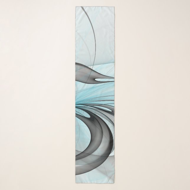 Abstract Anthracite Gray Blue Modern Fractal Art Scarf (Front)