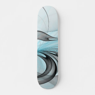 Abstract Anthracite Gray Blue Modern Fractal Art Skateboard