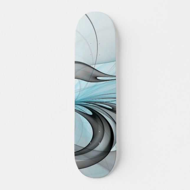 Abstract Anthracite Gray Blue Modern Fractal Art Skateboard (Front)