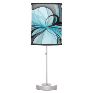 Abstract Anthracite Gray Blue Modern Fractal Art Table Lamp