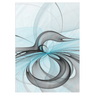 Abstract Anthracite Gray Blue Modern Fractal Art Tablecloth