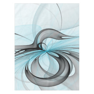 Abstract Anthracite Gray Blue Modern Fractal Art Tablecloth