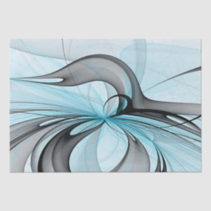 Abstract Anthracite Gray Blue Modern Fractal Art Tissue Paper