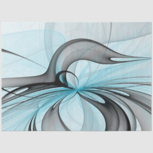 Abstract Anthracite Gray Blue Modern Fractal Art Tissue Paper