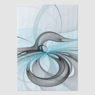 Abstract Anthracite Gray Blue Modern Fractal Art Tissue Paper