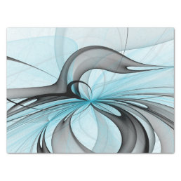 Abstract Anthracite Gray Blue Modern Fractal Art Tissue Paper