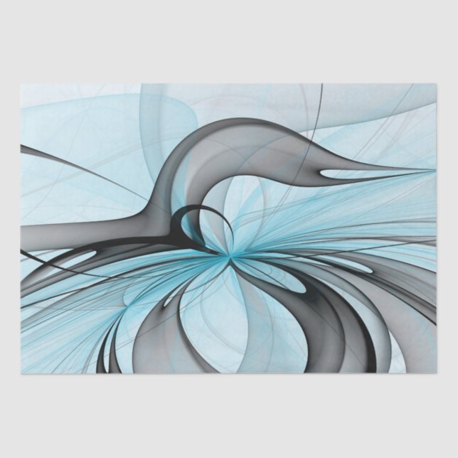 Abstract Anthracite Gray Blue Modern Fractal Art Tissue Paper (Front)