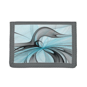 Abstract Anthracite Gray Blue Modern Fractal Art Tri-fold Wallet