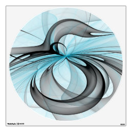 Abstract Anthracite Gray Blue Modern Fractal Art Wall Decal