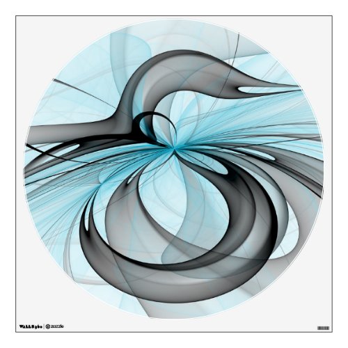 Abstract Anthracite Gray Blue Modern Fractal Art Wall Decal