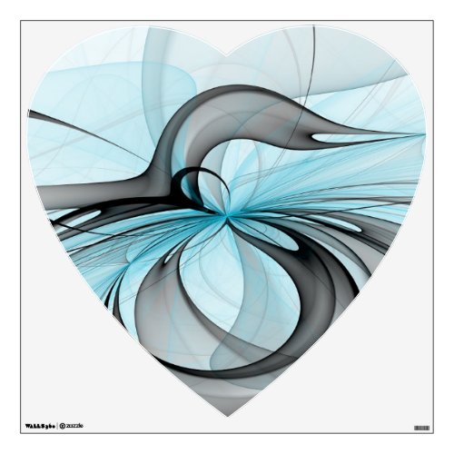 Abstract Anthracite Gray Blue Modern Fractal Art Wall Decal