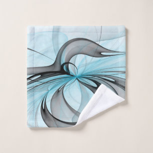 Abstract Anthracite Gray Blue Modern Fractal Art Wash Cloth