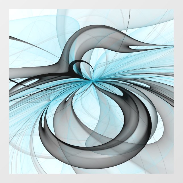 Abstract Anthracite Gray Blue Modern Fractal Art Window Cling (Sheet)