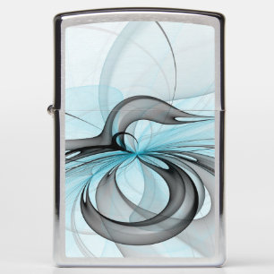 Abstract Anthracite Gray Blue Modern Fractal Art Zippo Lighter