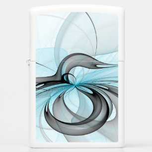 Abstract Anthracite Gray Blue Modern Fractal Art Zippo Lighter