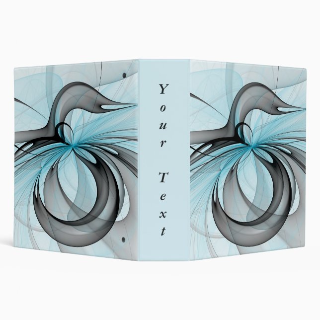 Abstract Anthracite Gray Blue Modern Fractal Text 3 Ring Binder (Background)