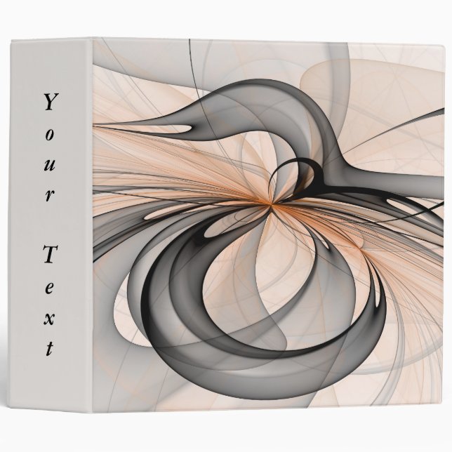 Abstract Anthracite Gray Sienna Fractal Text 3 Ring Binder (Front/Spine)