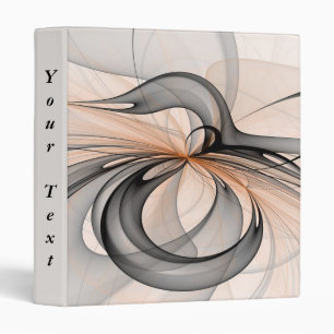 Abstract Anthracite Gray Sienna Fractal Text 3 Ring Binder