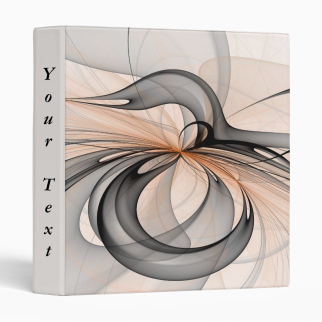 Abstract Anthracite Gray Sienna Fractal Text 3 Ring Binder (Front/Spine)