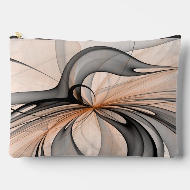 Abstract Anthracite Gray Sienna Modern Fractal Art Accessory Pouch (Front)