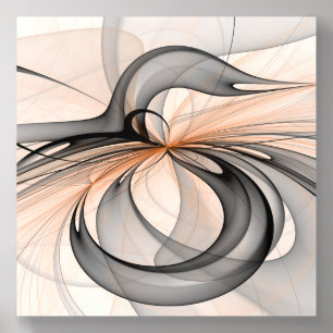 Abstract Anthracite Gray Sienna Modern Fractal Art Acrylic Photo Tile
