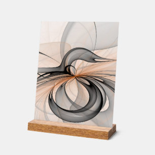 Abstract Anthracite Gray Sienna Modern Fractal Art Acrylic Sign