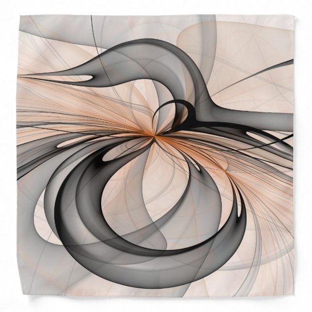 Abstract Anthracite Gray Sienna Modern Fractal Art Bandana (Front)