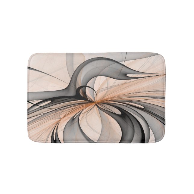 Abstract Anthracite Gray Sienna Modern Fractal Art Bath Mat (Front)
