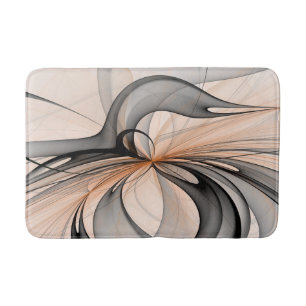 Abstract Anthracite Gray Sienna Modern Fractal Art Bath Mat