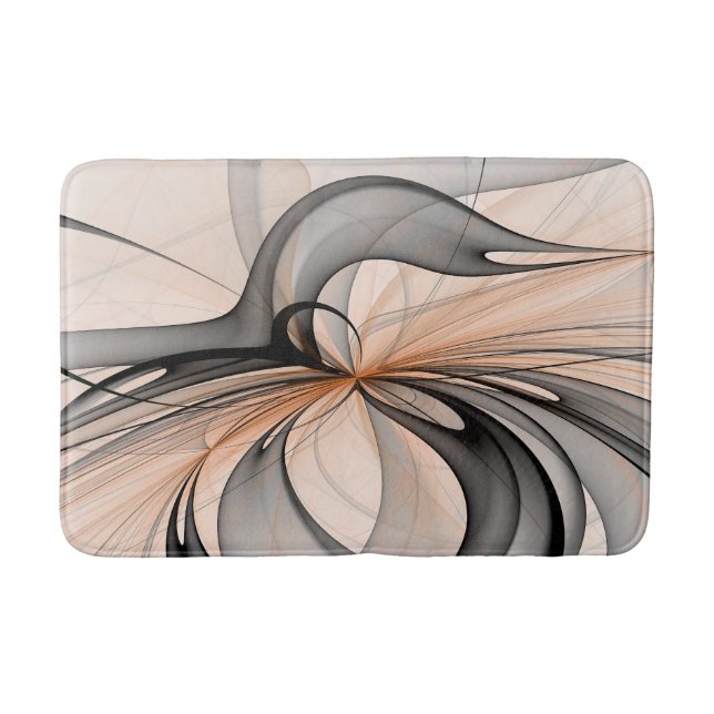 Abstract Anthracite Gray Sienna Modern Fractal Art Bath Mat (Front)