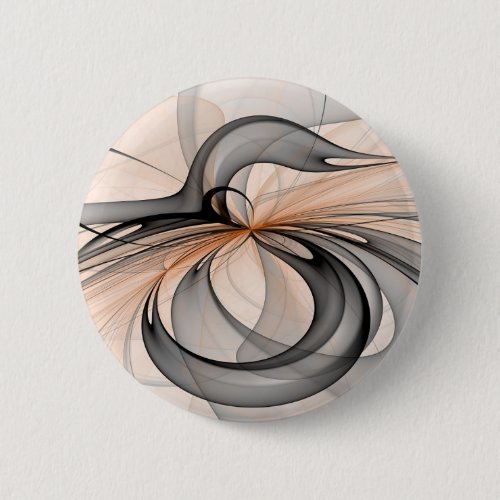 Abstract Anthracite Gray Sienna Modern Fractal Art Button
