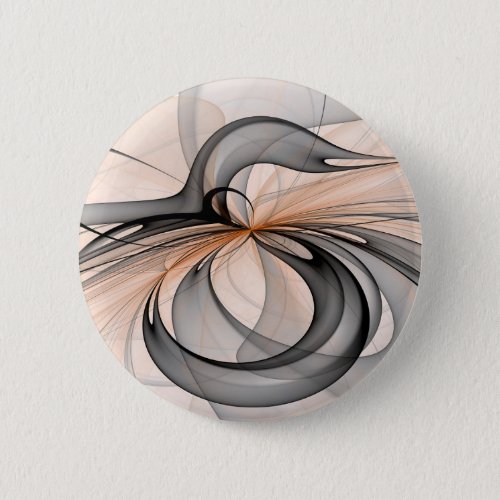 Abstract Anthracite Gray Sienna Modern Fractal Art Button