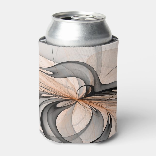 Abstract Anthracite Gray Sienna Modern Fractal Art Can Cooler (Can Front)