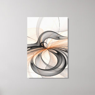 Abstract Anthracite Gray Sienna Modern Fractal Art Canvas Print