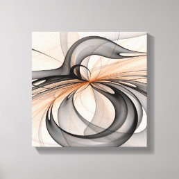 Abstract Anthracite Gray Sienna Modern Fractal Art Canvas Print