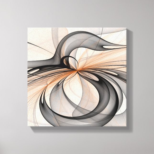 Abstract Anthracite Gray Sienna Modern Fractal Art Canvas Print (Front)