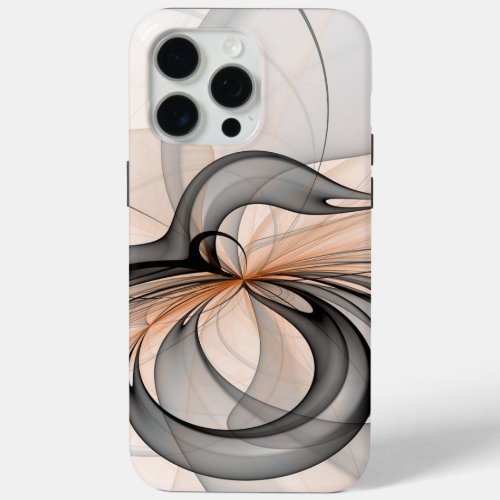 Abstract Anthracite Gray Sienna Modern Fractal Art iPhone 15 Pro Max Case
