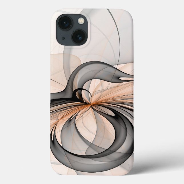 Abstract Anthracite Gray Sienna Modern Fractal Art Case-Mate iPhone Case (Back)