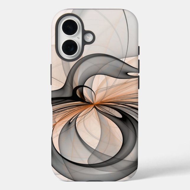 Abstract Anthracite Gray Sienna Modern Fractal Art Case-Mate iPhone Case (Back)
