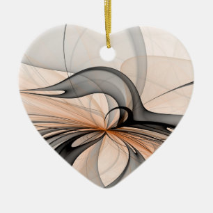 Abstract Anthracite Gray Sienna Modern Fractal Art Ceramic Ornament