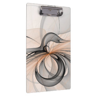 Abstract Anthracite Gray Sienna Modern Fractal Art Clipboard