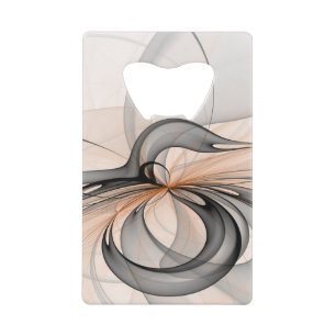 Abstract Anthracite Gray Sienna Modern Fractal Art Credit Card Bottle Opener