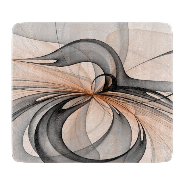 Abstract Anthracite Gray Sienna Modern Fractal Art Cutting Board (Front)